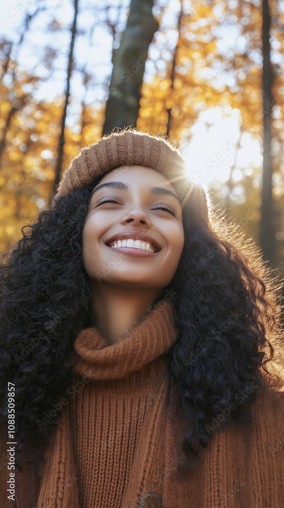 Portrait of a smiling young woman outdoors in autumn Portrait of a smiling young woman outdoors in autumn