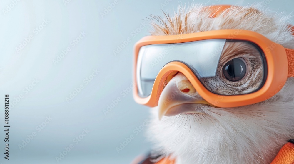 Obraz premium Adventurous owl in ski goggles indoor studio animal portrait whimsical vibe