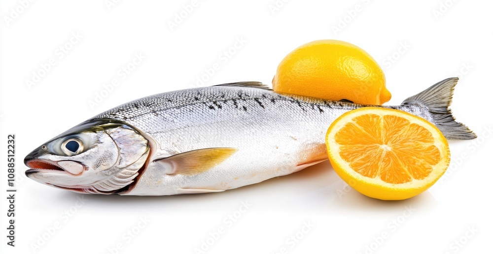 Fresh Fish with Vibrant Lemon and Juicy Citrus Slices Perfect for Culinary Dishes, Healthy Meals, and Vibrant Food Photography Presentations Fresh Fish with Vibrant Lemon and Juicy Citrus Slices Perfect for Culinary Dishes, Healthy Meals, and Vibrant Food Photography Presentations