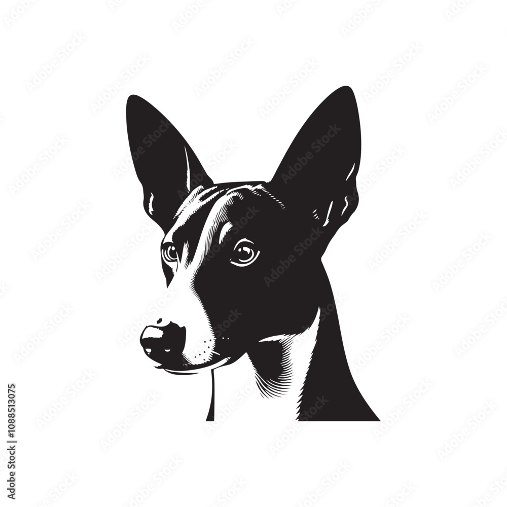 Basenji Silhouette - Minimal Basenji Dog Vector - Dog Illustration. Basenji Silhouette - Minimal Basenji Dog Vector - Dog Illustration.