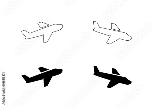 Departure and arrival plane icon. Airplane take off and landing sign symbol