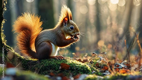 Wildlife photography with natural lighting, close-up views of forest animals in action.