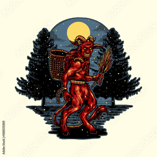 Christmas Krampus vector illustration