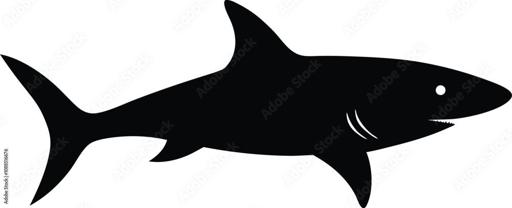 shark black silhouette isolated vector art Illustration with white background shark black silhouette isolated vector art Illustration with white background