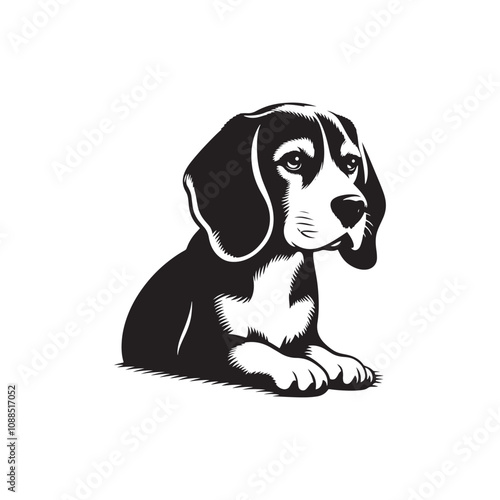 Silhouette of Beagle - Minimalist Beagle Vector - Illustration of Beagle.