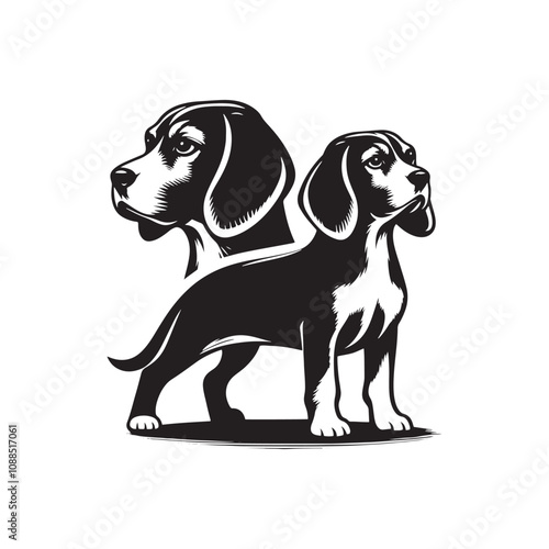Silhouette of Beagle - Minimalist Beagle Vector - Illustration of Beagle.