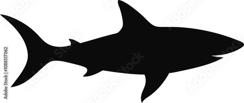 shark black silhouette isolated vector art Illustration with white background