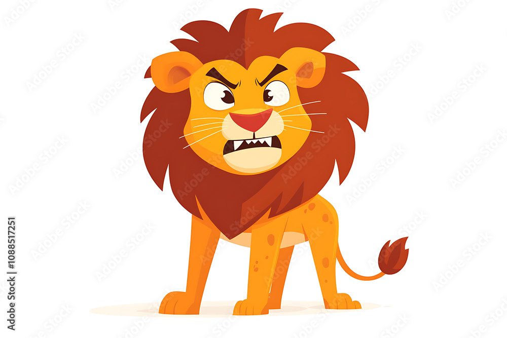 A cartoon lion with an angry expression, showcasing a playful and fierce character design. A cartoon lion with an angry expression, showcasing a playful and fierce character design.
