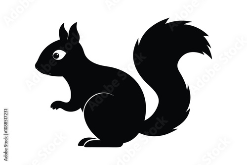squirrel black silhouette isolated vector art Illustration with white background 