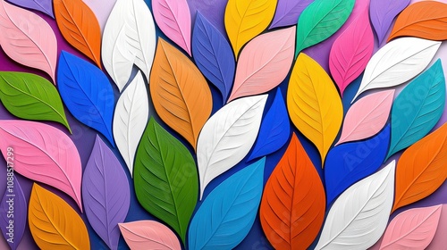 Wallpaper Mural Vibrant and Colorful Abstract Composition of Paper-Folded Leaves in Various Shades Against a Smooth Background, Ideal for Nature and Design Themes Torontodigital.ca