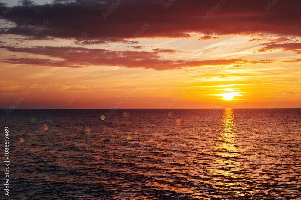 Fototapeta premium Stunning Sunset Landscape with Glowing Warm Light Effects