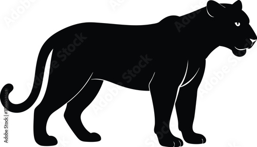 tiger black silhouette isolated vector art Illustration with white background