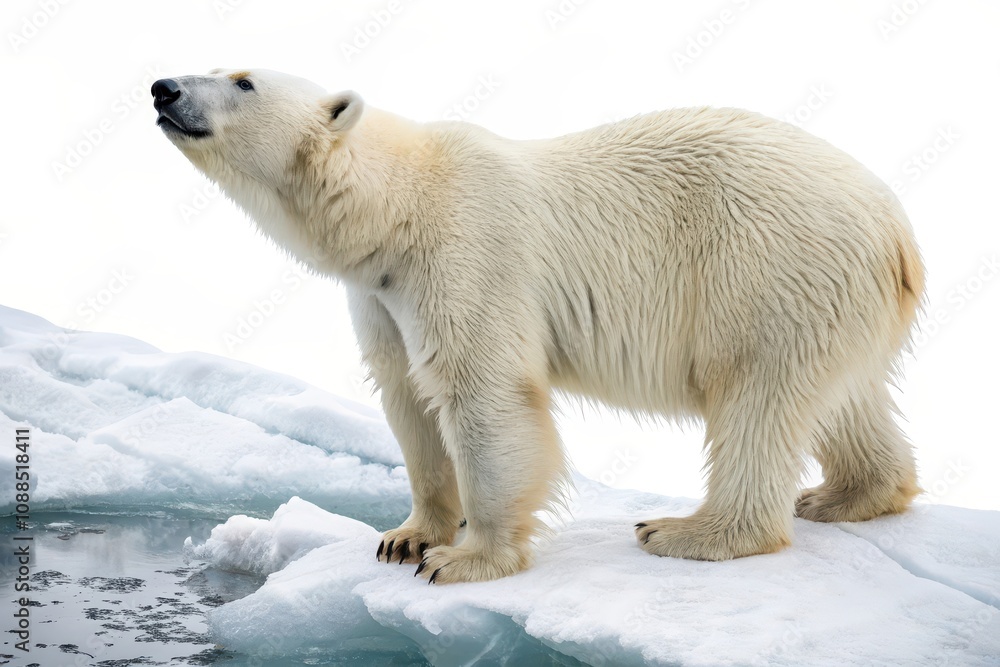 Polar bear roaming ice arctic wildlife cold environment close-up conservation awareness Polar bear roaming ice arctic wildlife cold environment close-up conservation awareness