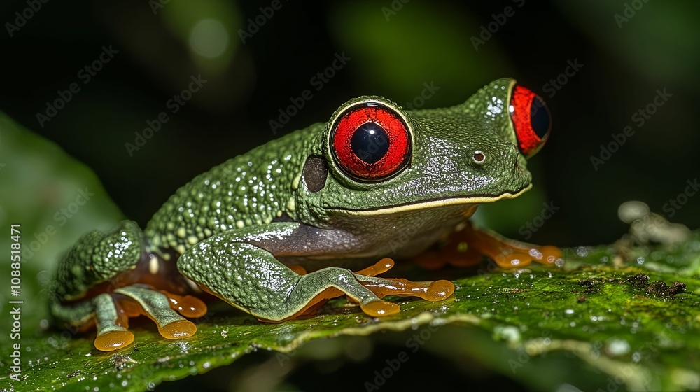 Red Eyed Tree Frog Perched On A Leaf Red Eyed Tree Frog Perched On A Leaf