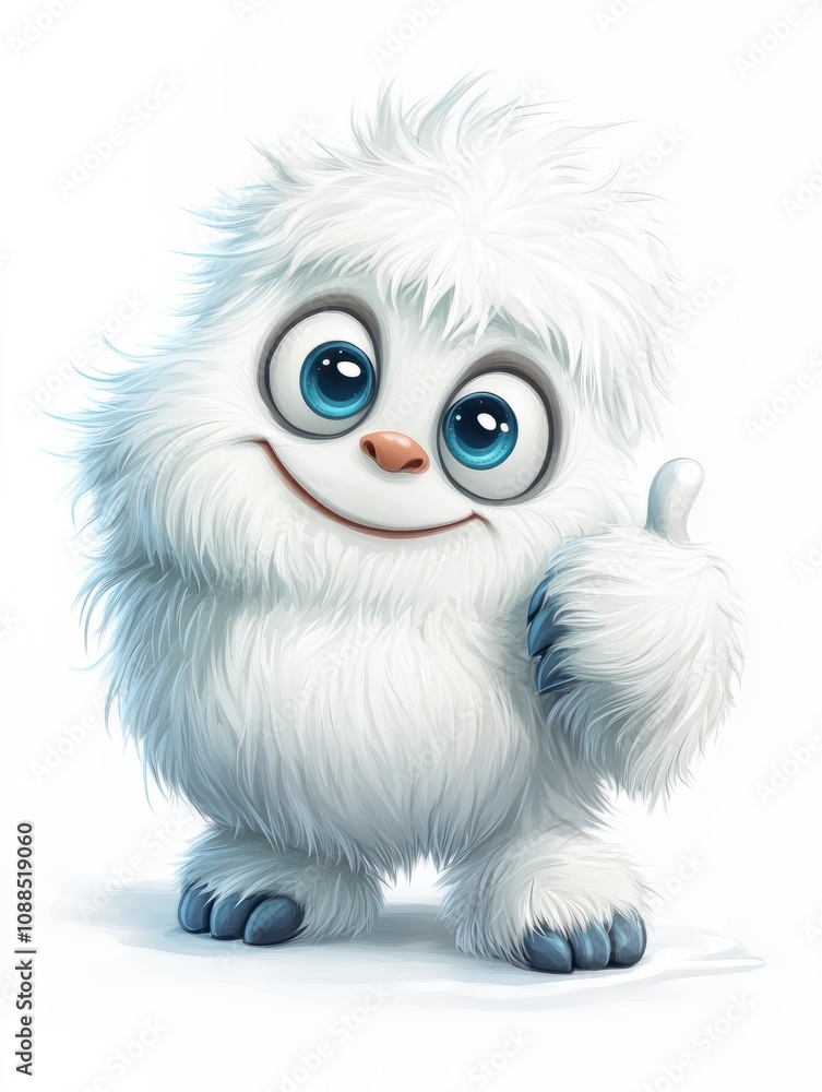 Cute Little Yeti Cartoon Mascot Character Winking And Holding A Thumb Up. Vector Illustration Isolated On White Background Cute Little Yeti Cartoon Mascot Character Winking And Holding A Thumb Up. Vector Illustration Isolated On White Background