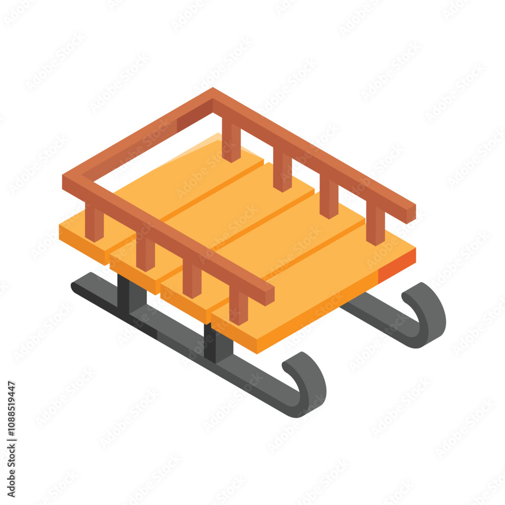 Traditional wooden sled for sliding on snow Traditional wooden sled for sliding on snow