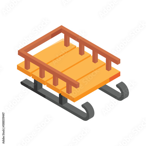 Traditional wooden sled for sliding on snow