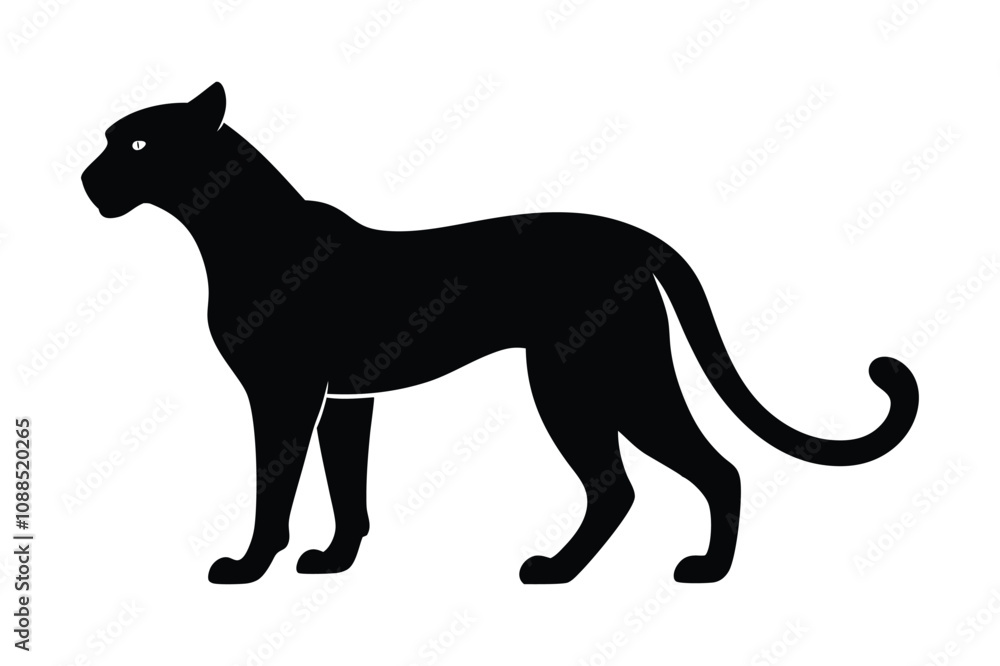 Fototapeta premium leopard black silhouette isolated vector art Illustration cheetah with white background