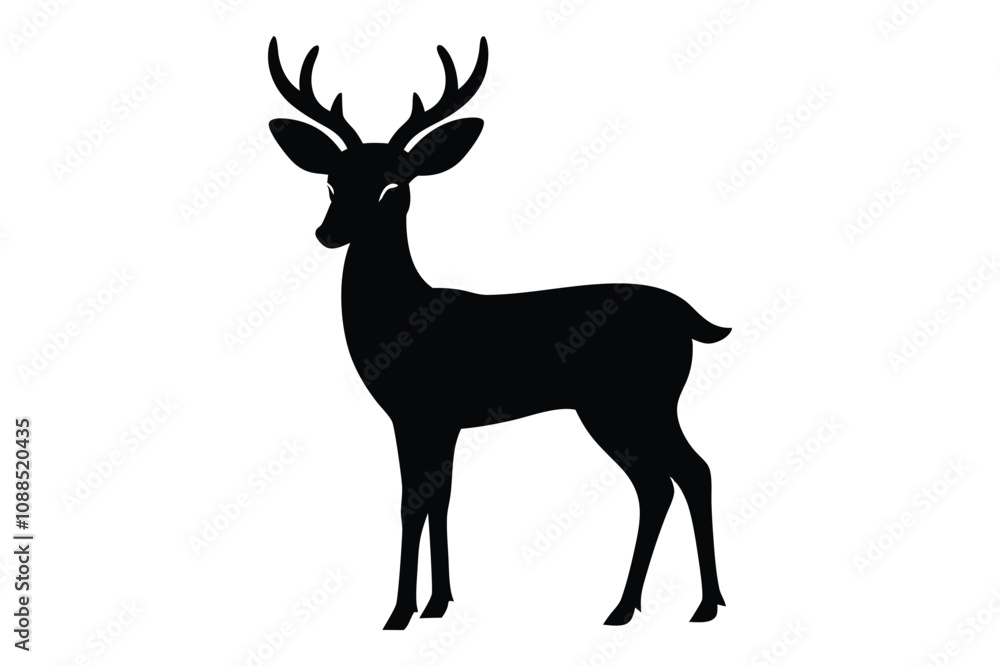 Obraz premium deer black Silhouette isolated vector art Illustration with white background