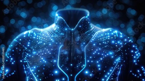 Rendering of cutting-edge smart textiles embedded with nano-scale sensors that can monitor body temperature and adjust the temperature as needed photo