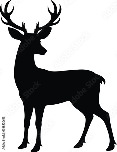 deer black Silhouette isolated vector art Illustration with white background