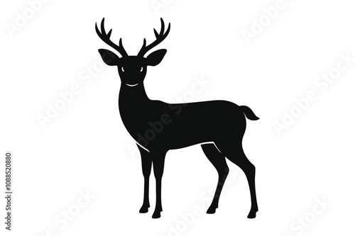 deer black Silhouette isolated vector art Illustration with white background