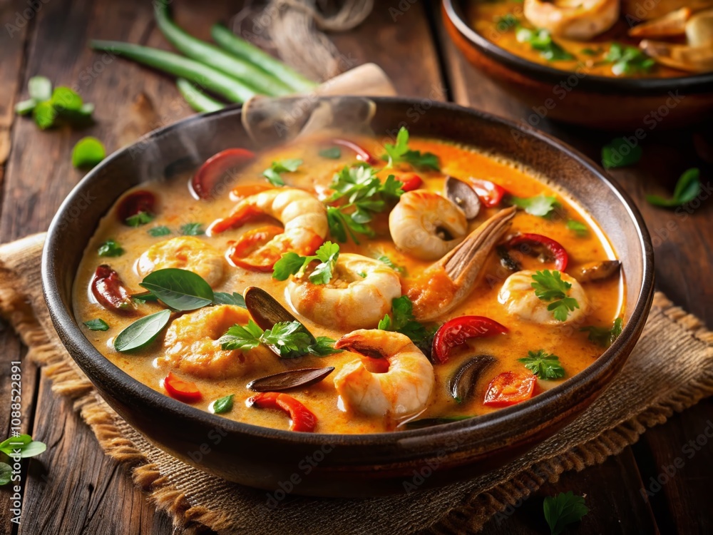Prawn Red Curry with Mushrooms & Coconut - Delicious Thai Dish Prawn Red Curry with Mushrooms & Coconut - Delicious Thai Dish