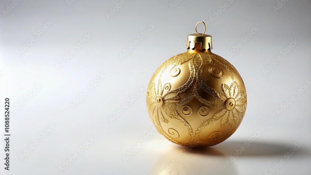 Elegant Gold Christmas Ball Ornament on a Clean White Background for Festive Decor, Perfect for Holiday Celebrations and Seasonal Themes in Stock Photography Collections Elegant Gold Christmas Ball Ornament on a Clean White Background for Festive Decor, Perfect for Holiday Celebrations and Seasonal Themes in Stock Photography Collections
