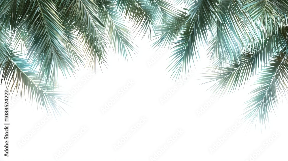 Lush Green Palm Leaves Framing a Bright White Background for Tropical Vacation Themes and Nature Inspired Designs in High Resolution Lush Green Palm Leaves Framing a Bright White Background for Tropical Vacation Themes and Nature Inspired Designs in High Resolution