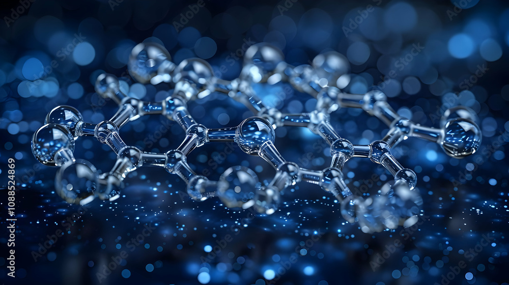 3D Molecular Structure on a Blue Background 3D Molecular Structure on a Blue Background