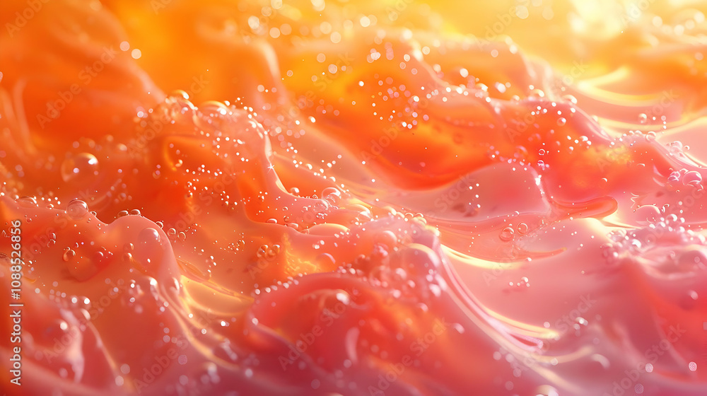 Abstract Orange Liquid with Bubbles Background Abstract Orange Liquid with Bubbles Background