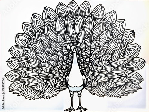 Peacock on a white background. Illustration. photo