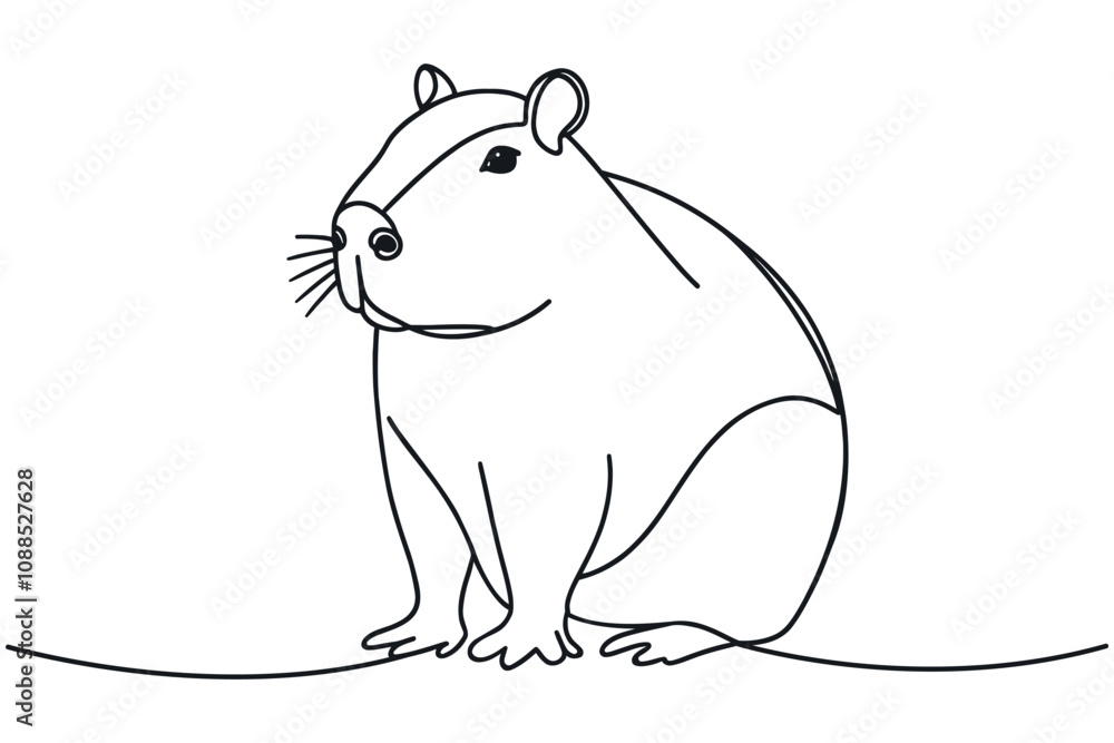 Capybara Vector illustration, continuous one line drawing, isolated on white background. Simple design element for decoration. Capybara Vector illustration, continuous one line drawing, isolated on white background. Simple design element for decoration.