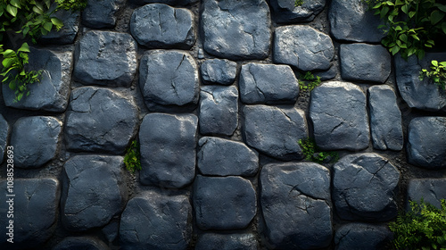 Wallpaper Mural Dark Stone Wall Texture with Greenery Illustration Torontodigital.ca