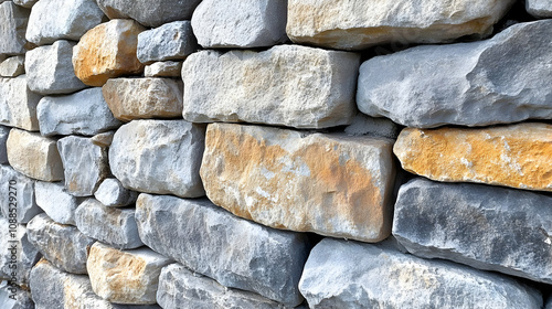 Wallpaper Mural Stone Wall Texture - Gray and Yellow Stones Torontodigital.ca