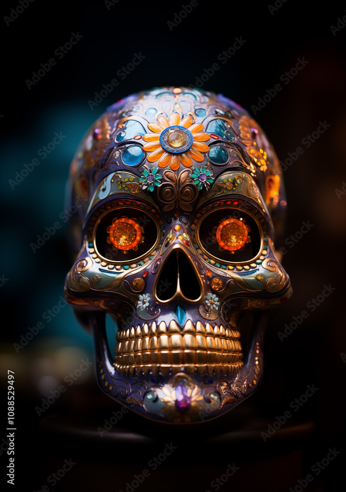 Vibrant sugar skull art showcases Mexican tradition with colorful designs and cultural symbolism, culture, decor, celebration. Vibrant sugar skull art showcases Mexican tradition with colorful designs and cultural symbolism, culture, decor, celebration.