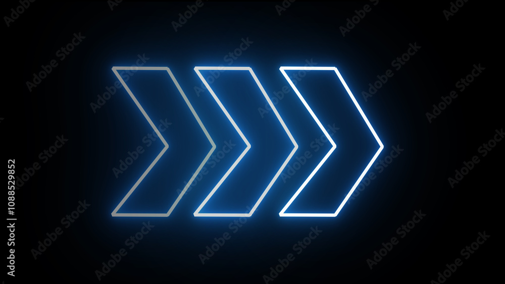 Right arrow for road direction. Glowing red neon light traffic directional arrows sign. Right arrow for road direction. Glowing red neon light traffic directional arrows sign.