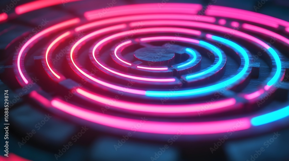 Neon Spiral Maze Abstract Neon Spiral Maze Abstract