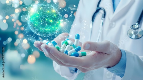 Doctor Holding Pills Global Healthcare