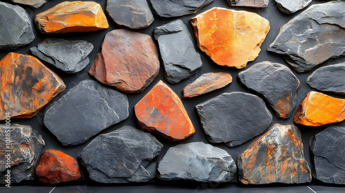 Wallpaper Mural Stone Wall Texture with Gray and Orange Rocks Illustration Torontodigital.ca