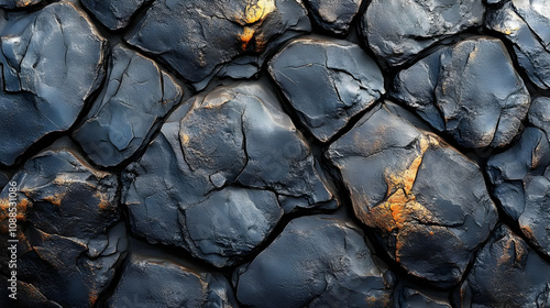 Wallpaper Mural Black and Gold Cracked Stone 3D Texture Torontodigital.ca