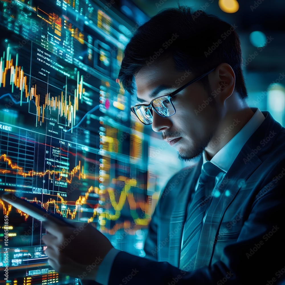 Businessman Analyzing Stock Market Data Businessman Analyzing Stock Market Data