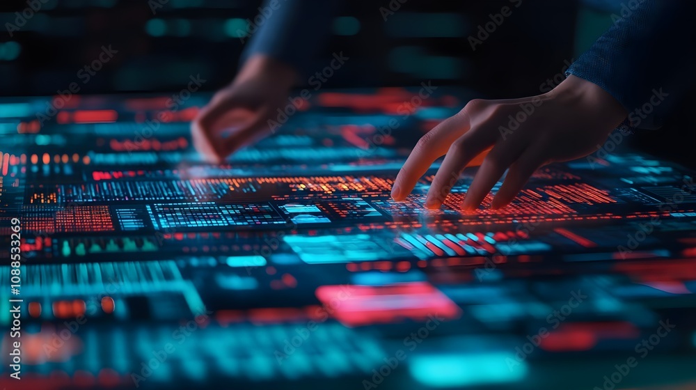 Futuristic Data Interface Hands Futuristic Data Interface Hands