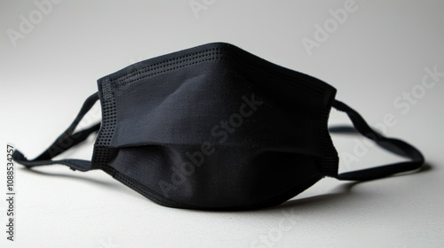 View of a reusable black cloth face mask with a breathable layer, designed for adults photo