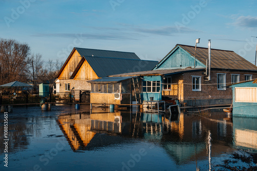 the spring flood flooded residential buildings in Orenburg