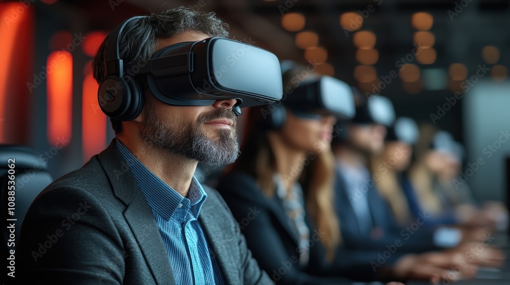 Businessperson using VR technology for strategic planning and creative brainstorming. Businessperson using VR technology for strategic planning and creative brainstorming.