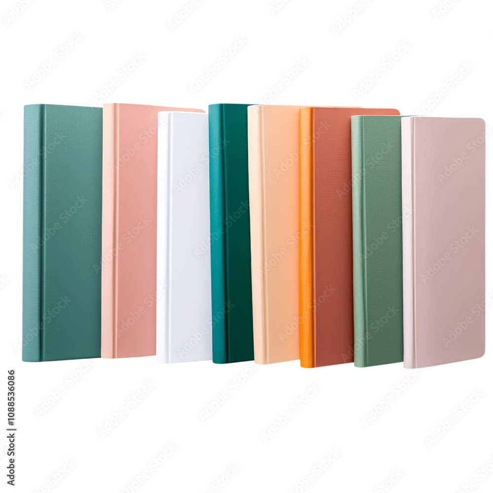A collection of colorful notebooks arranged neatly, showcasing various textures and shades.