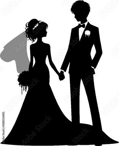 black silhouette of wedding ceremony