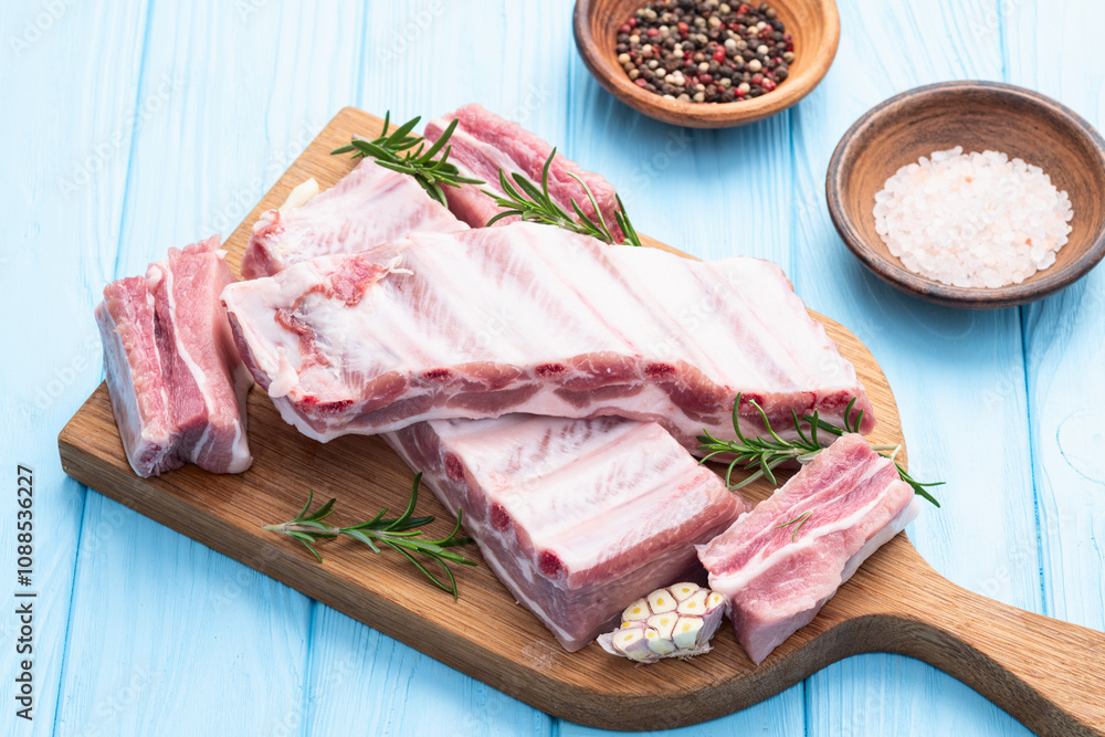 Raw Pork ribs photography . Top view Raw Pork ribs photography . Top view