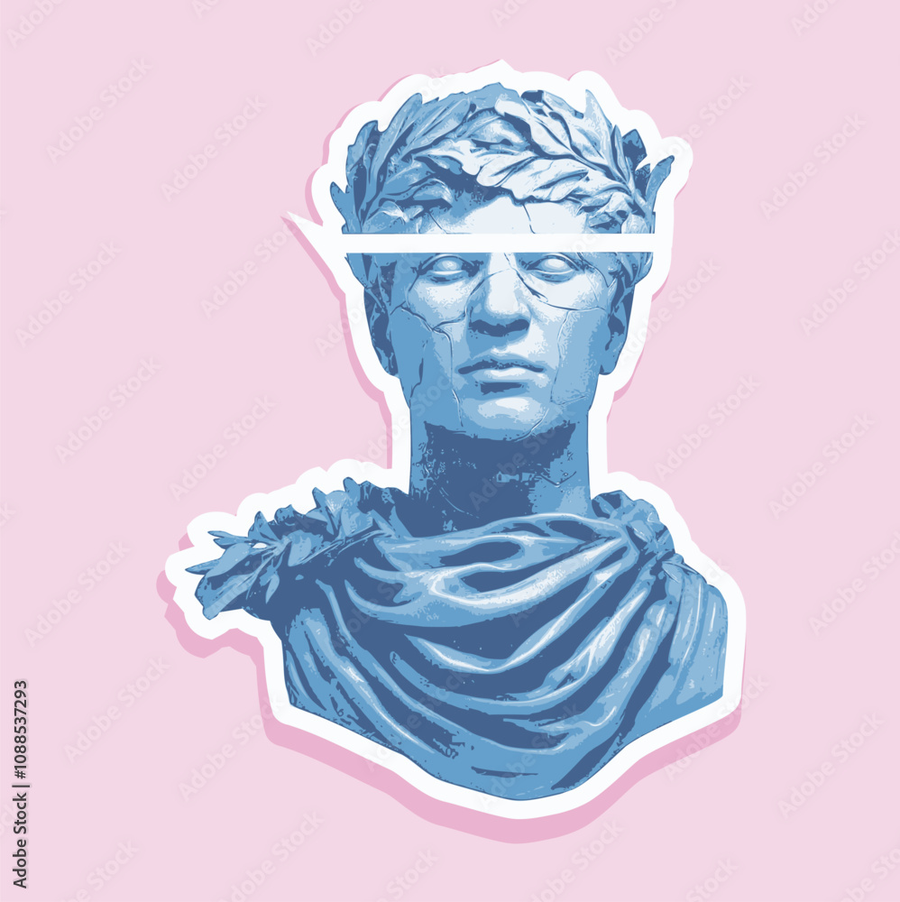 statue of a person in sticker style statue of a person in sticker style